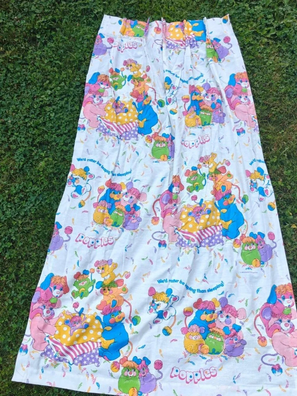 Vintage Popples Curtain Panels (2) Cotton Blend 1986 American Greetings USA